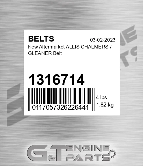1316714 New Aftermarket ALLIS CHALMERS / GLEANER Belt