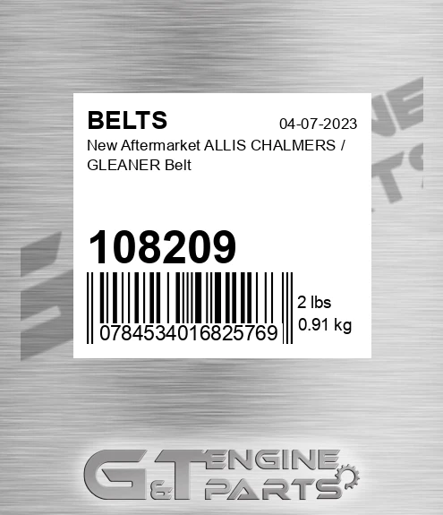 108209 New Aftermarket ALLIS CHALMERS / GLEANER Belt