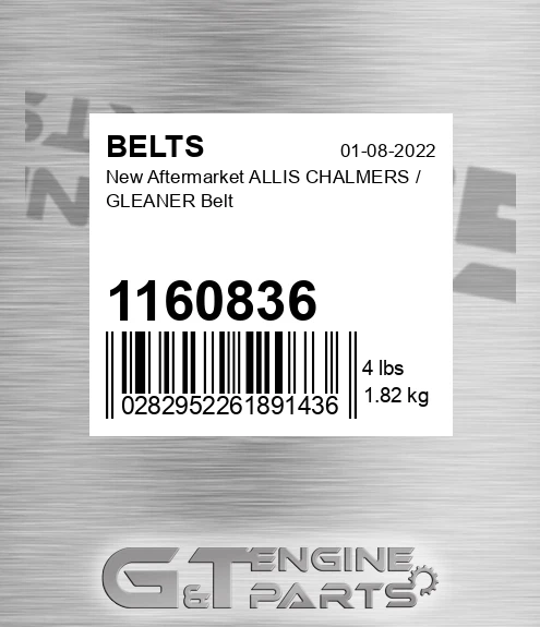 1160836 New Aftermarket ALLIS CHALMERS / GLEANER Belt