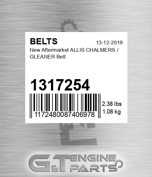 1317254 New Aftermarket ALLIS CHALMERS / GLEANER Belt