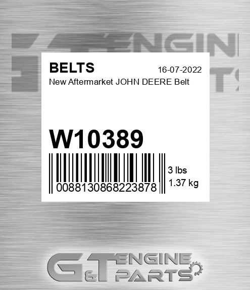 W10389 New Aftermarket JOHN DEERE Belt