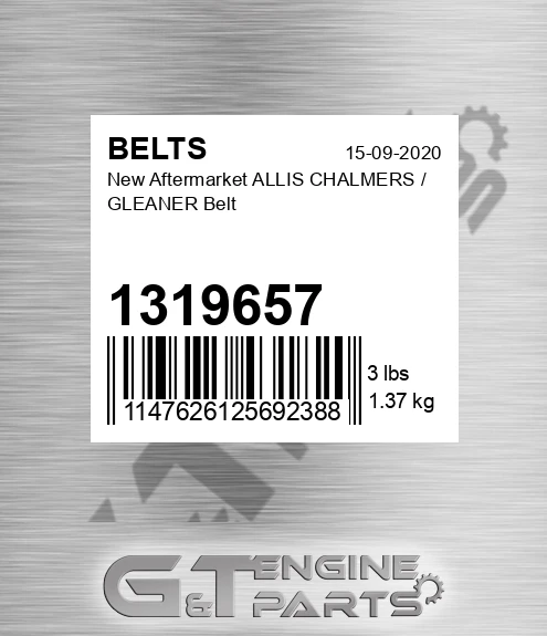 1319657 New Aftermarket ALLIS CHALMERS / GLEANER Belt