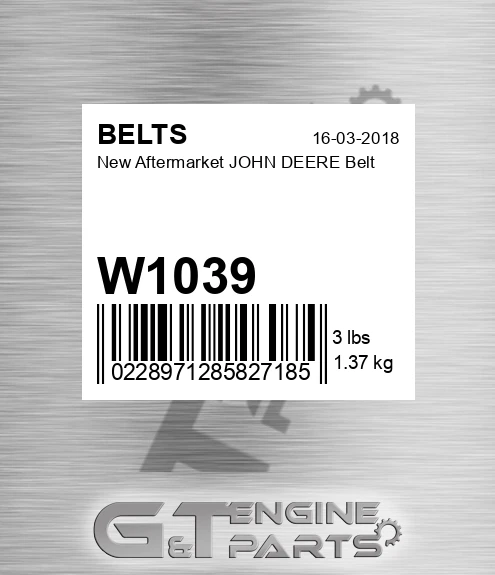 W1039 New Aftermarket JOHN DEERE Belt