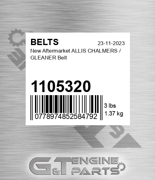 1105320 New Aftermarket ALLIS CHALMERS / GLEANER Belt