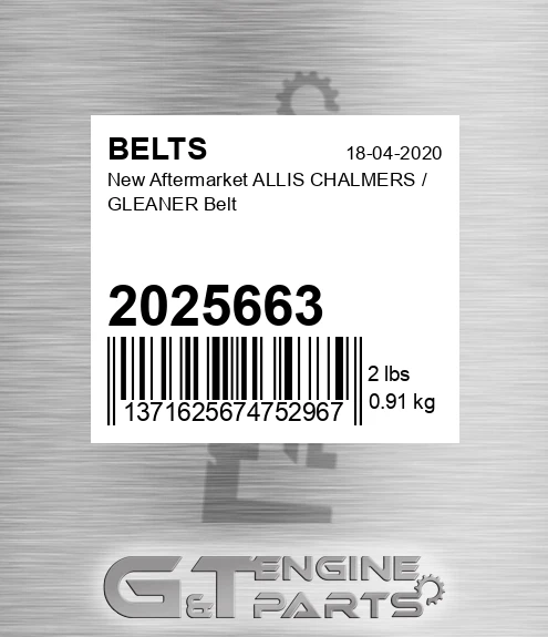 2025663 New Aftermarket ALLIS CHALMERS / GLEANER Belt