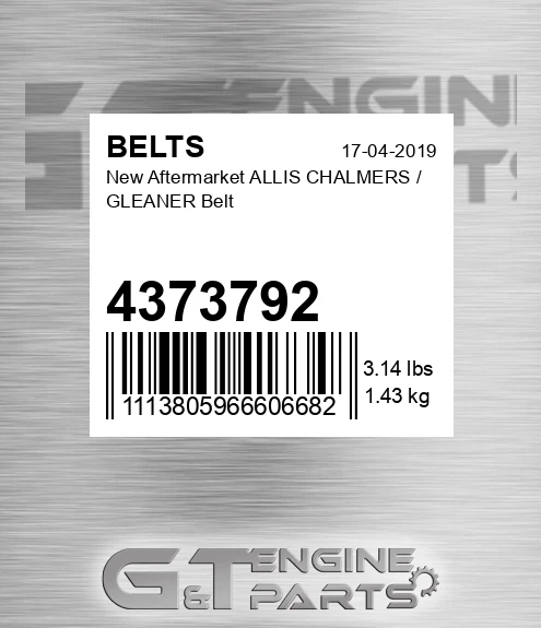 4373792 New Aftermarket ALLIS CHALMERS / GLEANER Belt