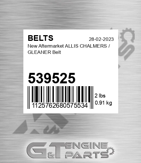 539525 New Aftermarket ALLIS CHALMERS / GLEANER Belt