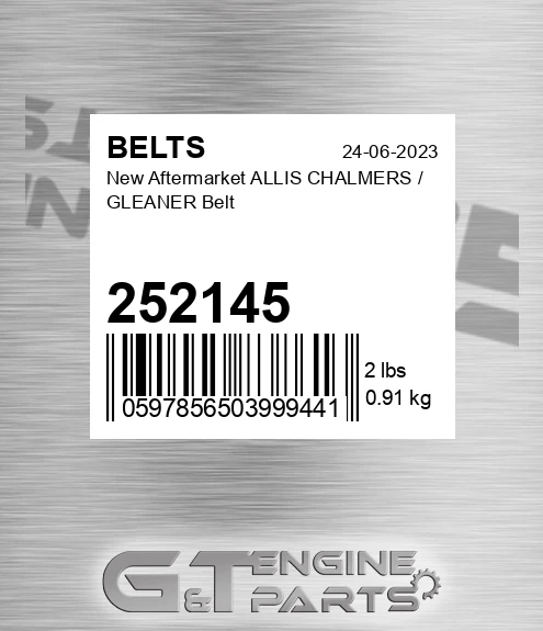 252145 New Aftermarket ALLIS CHALMERS / GLEANER Belt