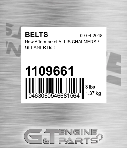 1109661 New Aftermarket ALLIS CHALMERS / GLEANER Belt