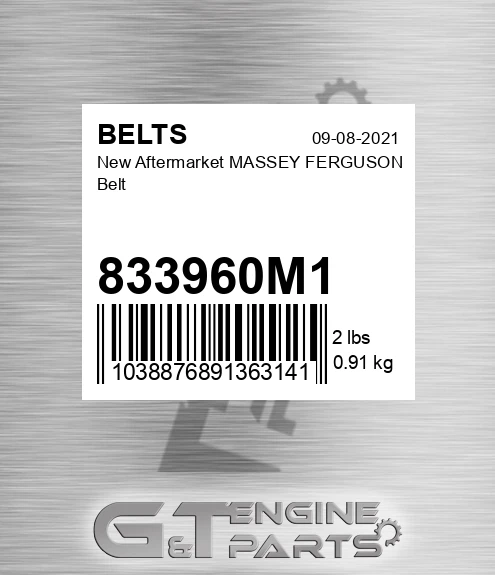 833960M1 New Aftermarket MASSEY FERGUSON Belt