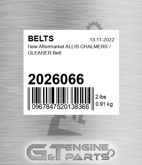 2026066 New Aftermarket ALLIS CHALMERS / GLEANER Belt
