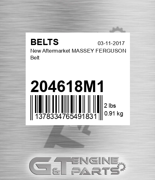 204618M1 New Aftermarket MASSEY FERGUSON Belt
