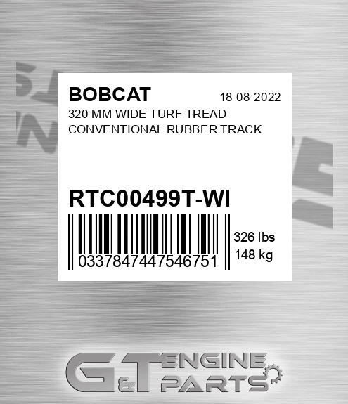 RTC00499T-WI 320 MM WIDE TURF TREAD CONVENTIONAL RUBBER TRACK