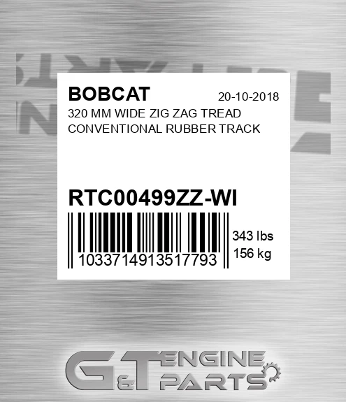 RTC00499ZZ-WI 320 MM WIDE ZIG ZAG TREAD CONVENTIONAL RUBBER TRACK