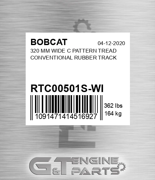 RTC00501S-WI 320 MM WIDE C PATTERN TREAD CONVENTIONAL RUBBER TRACK