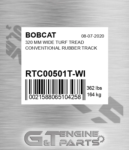 RTC00501T-WI 320 MM WIDE TURF TREAD CONVENTIONAL RUBBER TRACK