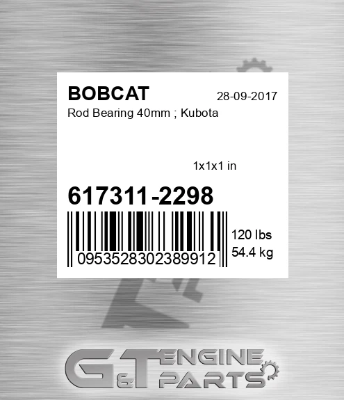 617311-2298 Rod Bearing 40mm ; Kubota