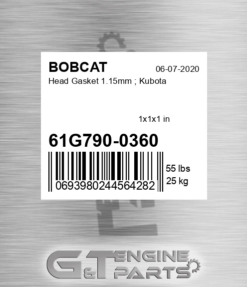 61G790-0360 Head Gasket 1.15mm ; Kubota