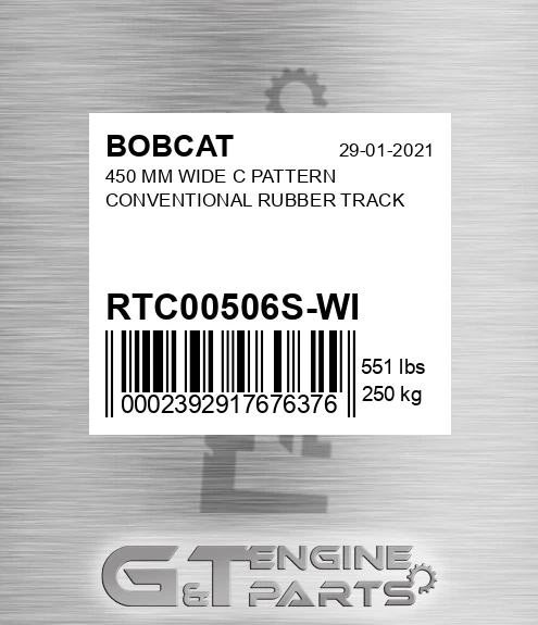 RTC00506S-WI 450 MM WIDE C PATTERN CONVENTIONAL RUBBER TRACK