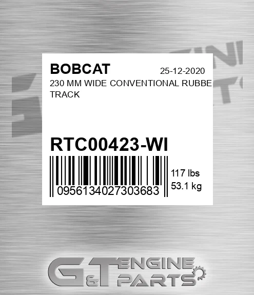 RTC00423-WI 230 MM WIDE CONVENTIONAL RUBBER TRACK