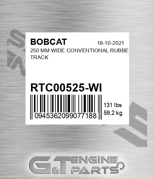 RTC00525-WI 250 MM WIDE CONVENTIONAL RUBBER TRACK
