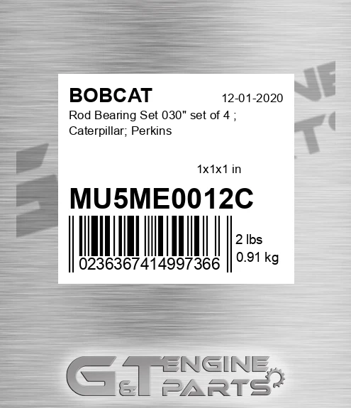 MU5ME0012C Rod Bearing Set 030" set of 4 ; Caterpillar; Perkins