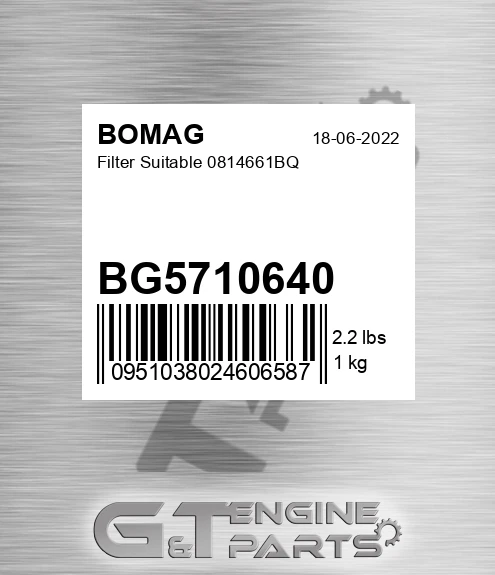 BG5710640 Filter Suitable 0814661BQ