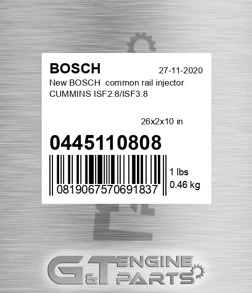 0445110808 New BOSCH common rail injector CUMMINS ISF2.8/ISF3.8