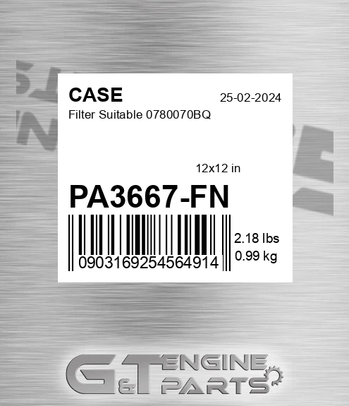 PA3667-FN Filter Suitable 0780070bq for CASE