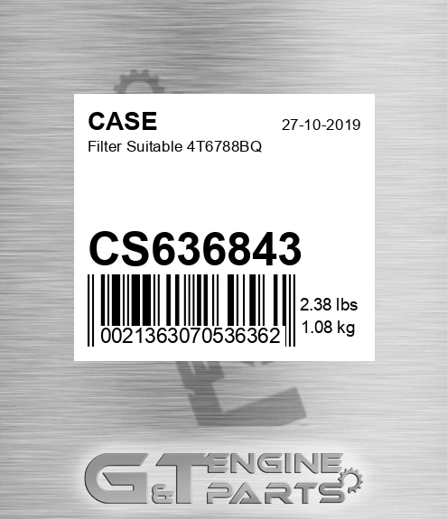 CS636843 Filter Suitable 4t6788bq