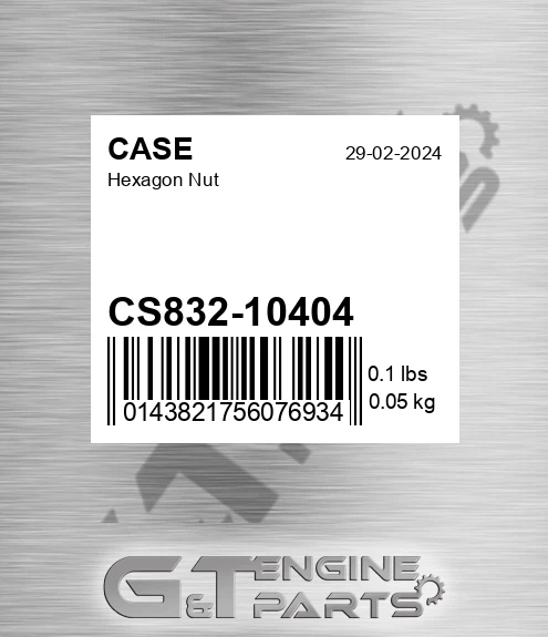 CS832-10404 Hexagon Nut for CASE
