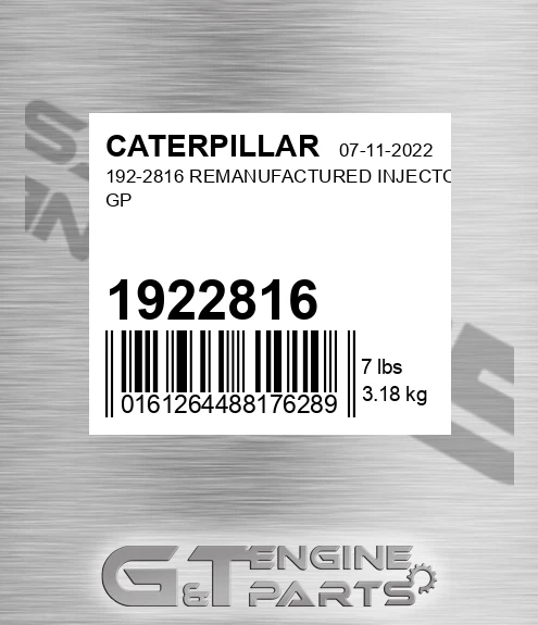 1922816 192-2816 REMANUFACTURED INJECTOR GP