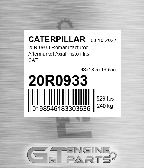 20R0933 20R-0933 Remanufactured Aftermarket Axial Piston fits CAT