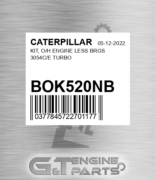 BOK520NB KIT, O/H ENGINE LESS BRGS 3054C/E TURBO