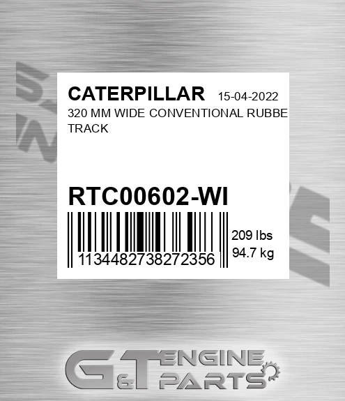 RTC00602-WI 320 MM WIDE CONVENTIONAL RUBBER TRACK
