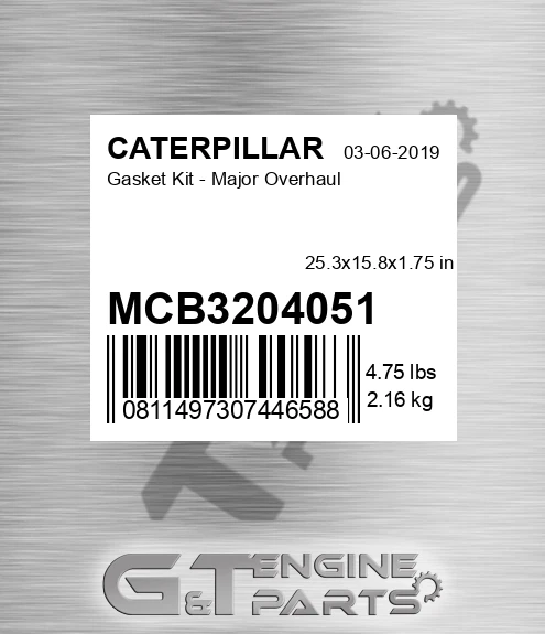 MCB3204051 Gasket Kit - Major Overhaul