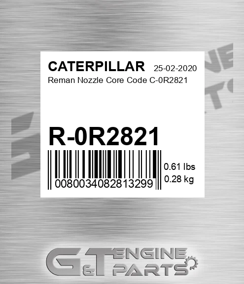 R-0R2821 Reman Nozzle Core Code C-0R2821