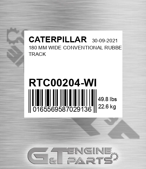 RTC00204-WI 180 MM WIDE CONVENTIONAL RUBBER TRACK