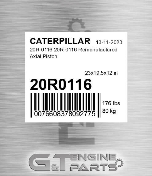20R0116 20R-0116 20R-0116 Remanufactured Axial Piston