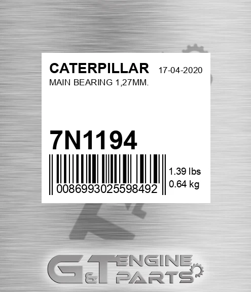7N1194 Main Bearing 1,27 Mm.