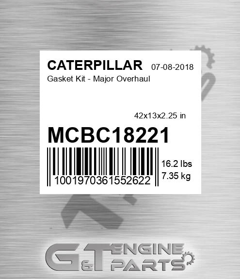 MCBC18221 Gasket Kit - Major Overhaul