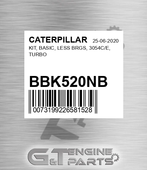 BBK520NB KIT, BASIC, LESS BRGS, 3054C/E, TURBO