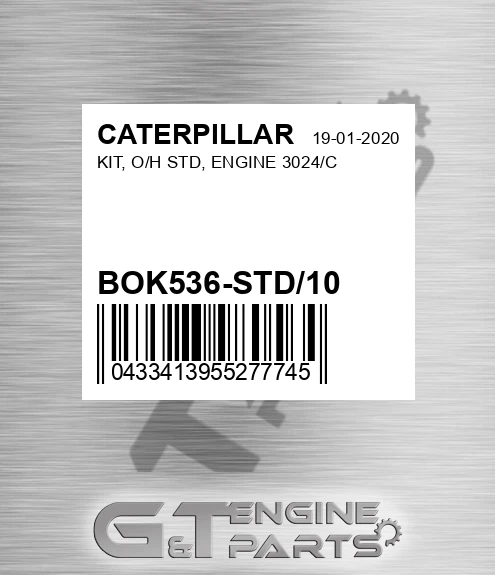BOK536-STD/10 KIT, O/H STD, ENGINE 3024/C