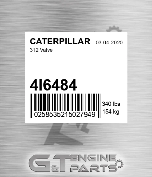 4I6484 312 Valve made to fit Caterpillar Price 4 880.07