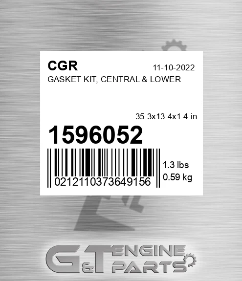1596052 Gasket Kit, Central & Lower