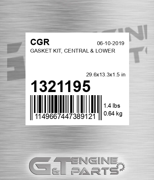 1321195 Gasket Kit, Central & Lower