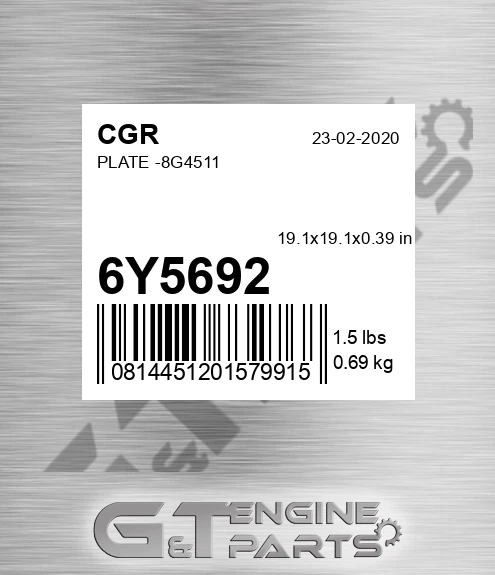 6Y5692 Plate -8g4511
