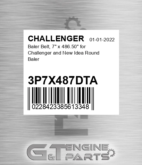 3P7X487DTA Baler Belt, 7" x 486.50" for and New Idea Round Baler