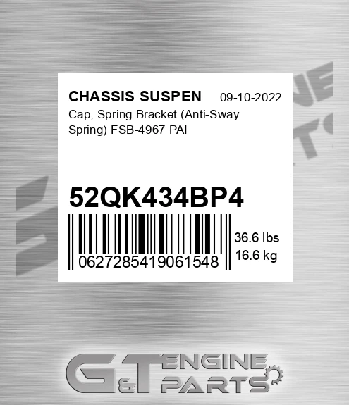 52QK434BP4 Cap, Spring Bracket Anti-Sway Spring FSB-4967 PAI