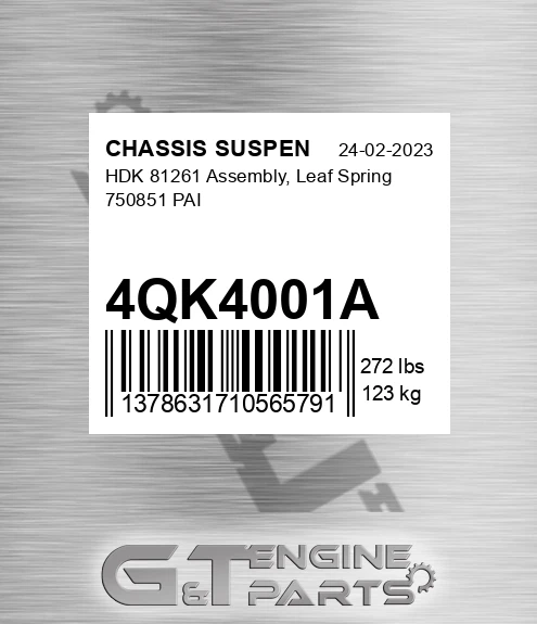 4QK4001A HDK 81261 Assembly, Leaf Spring 750851 PAI